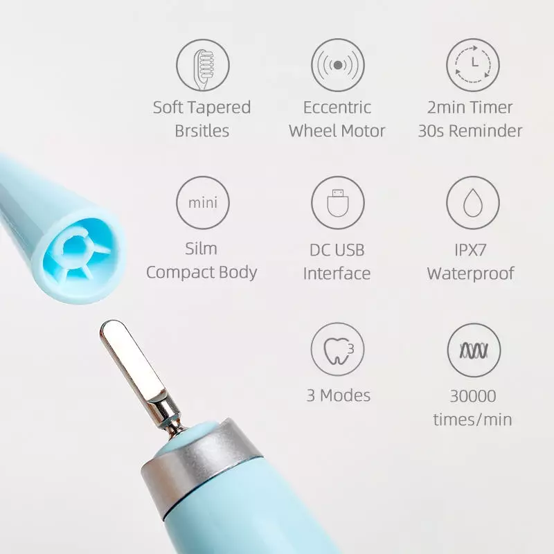 แปรงสีฟันสำหรับผู้ใหญ่แบบพกพา แปรงสีฟันไฟฟ้าโซนิคอัจฉริยะ