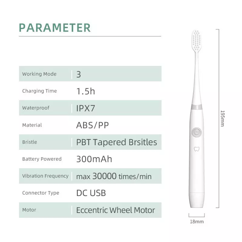 แปรงสีฟันสำหรับผู้ใหญ่แบบพกพา แปรงสีฟันไฟฟ้าโซนิคอัจฉริยะ